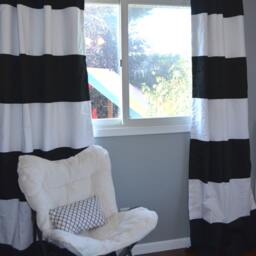 Custom Black & White Striped Curtains, Stripes, Color Blocked, Nursery Home Decor - thumbnail 3