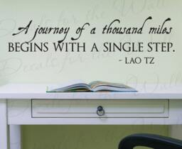 Lao Tzu Journey Thousand Miles Begins With Single Step Office Inspirational Success Vinyl Quote Sticker Wall Decal Decor Lettering Art J60 - thumbnail 1