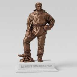 Ernest Shackleton Statue - Bronze-Effect Figure On White Stone-Effect Base - thumbnail 1