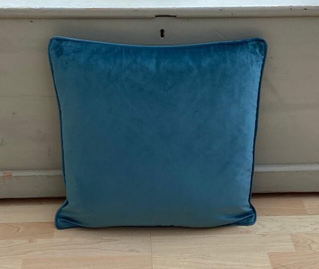 Plush Teal Blue Velvet Reversible Piped Home Accessories Throw Cushion Cover/Sham Pillowcase 18 - image 1