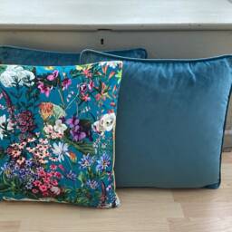 Plush Teal Blue Velvet Reversible Piped Home Accessories Throw Cushion Cover/Sham Pillowcase 18 - thumbnail 3
