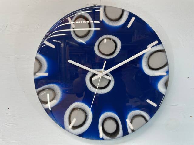 33cm Navy Blue Grey & Black Abstract Modern Resin Wall Clock, Unusual Decor, Unique Clocks - image 1