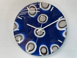 33cm Navy Blue Grey & Black Abstract Modern Resin Wall Clock, Unusual Decor, Unique Clocks - thumbnail 1