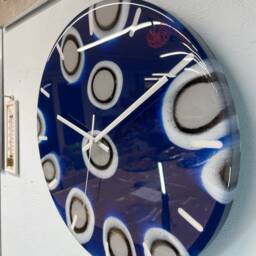 33cm Navy Blue Grey & Black Abstract Modern Resin Wall Clock, Unusual Decor, Unique Clocks - thumbnail 3