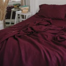 Cinnamon Brown Pure Linen Duvet Cover, Rust Orange Boho Bedding Set - thumbnail 4
