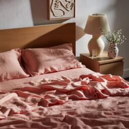Cinnamon Brown Pure Linen Duvet Cover, Rust Orange Boho Bedding Set - thumbnail 3