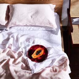 Cinnamon Brown Pure Linen Duvet Cover, Rust Orange Boho Bedding Set - thumbnail 2