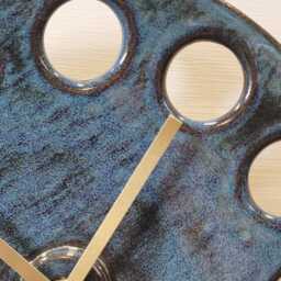 Unusual Hand Made Blue Grey Glazed Stoneware Ceramic Minimalist Wall Clock Quartz 25 cm 10 - thumbnail 2