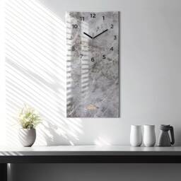 Gray Granite Marble Stone Glass Clock, Wall Decor, Abstraction Hanging Large Wall Clock