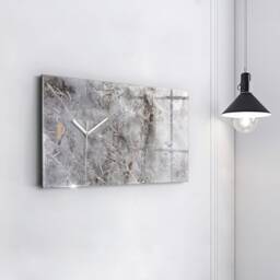 Gray Granite Marble Stone Glass Clock, Wall Decor, Abstraction Hanging Large Wall Clock - thumbnail 2