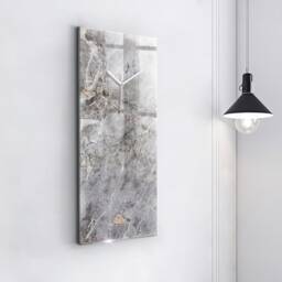 Gray Granite Marble Stone Glass Clock, Wall Decor, Abstraction Hanging Large Wall Clock - thumbnail 3