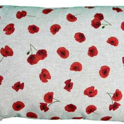Small Poppy Cushion Cover Red Floral Velvet Sofa Pillow Throw Meadow Fields - thumbnail 2