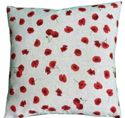 Small Poppy Cushion Cover Red Floral Velvet Sofa Pillow Throw Meadow Fields - thumbnail 1