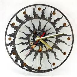 Custom Glass Wall Clock - Handmade Fossil Design, Modern Art For Home & Office - thumbnail 2
