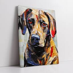 Labrador Retriever Animal Dog Pet Lover Paper Mache Style Painting Wall Art Framed Canvas Poster Print Home Kitchen Living Room Decor Gift - thumbnail 2