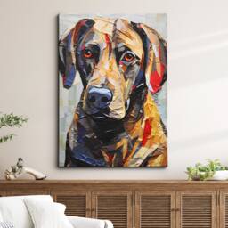 Labrador Retriever Animal Dog Pet Lover Paper Mache Style Painting Wall Art Framed Canvas Poster Print Home Kitchen Living Room Decor Gift - thumbnail 1