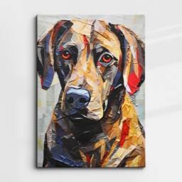 Labrador Retriever Animal Dog Pet Lover Paper Mache Style Painting Wall Art Framed Canvas Poster Print Home Kitchen Living Room Decor Gift - thumbnail 3