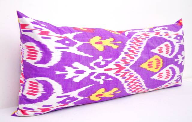 Violet Ikat Long Body Pillow Cover, Home Decor Lumbar - image 1