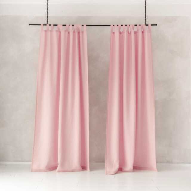 Tab Top Dusty Rose Linen Curtain Panel-Custom Size, Privacy/Blackout - image 1