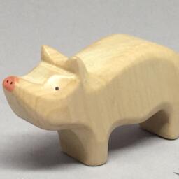 Toy Piglet Wooden/White Size 6, 5 X 3, 5 1, 7 cm - Bxhxs Approx. 10, 5 Gr - thumbnail 3