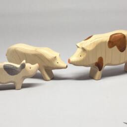 Toy Piglet Wooden/White Size 6, 5 X 3, 5 1, 7 cm - Bxhxs Approx. 10, 5 Gr - thumbnail 4