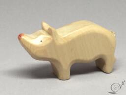 Toy Piglet Wooden/White Size 6, 5 X 3, 5 1, 7 cm - Bxhxs Approx. 10, 5 Gr