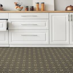 Victorian Rings Outline Vinyl Flooring, Brown Retro Floor Art, Yellow Gift For Her, Dots Bedroom Inspirations, Modern Flooring - thumbnail 3
