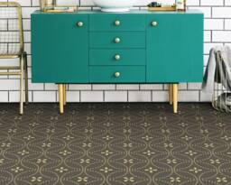 Victorian Rings Outline Vinyl Flooring, Brown Retro Floor Art, Yellow Gift For Her, Dots Bedroom Inspirations, Modern Flooring - thumbnail 1