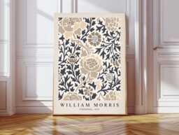 William Morris Art Print, Cream Flower Botanical Wall Decor, Art, Lily Print - thumbnail 1