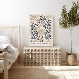 William Morris Art Print, Cream Flower Botanical Wall Decor, Art, Lily Print - thumbnail 3