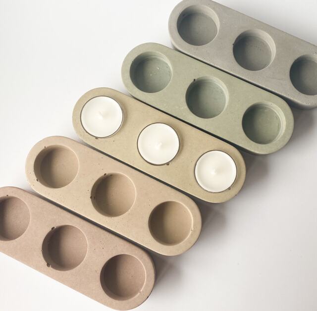 Tea Light Candle Holder - Concrete Office Decor Modern Home - image 1