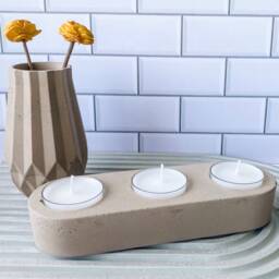 Tea Light Candle Holder - Concrete Office Decor Modern Home - thumbnail 4
