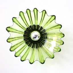 Green Flush Mount Sconce Or Ceiling Lighting Fixture, Upcycled Vintage Federal Glass Celestial Limelight Starburst Bowl Lamp Shade - thumbnail 3