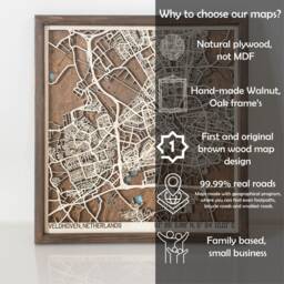 Custom Wooden Map Of Any City, Personalized Name Location Town, Unique Home Wall Decor, Framed Realtor Housewarming Anniversary Gift - thumbnail 2