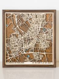 Custom Wooden Map Of Any City, Personalized Name Location Town, Unique Home Wall Decor, Framed Realtor Housewarming Anniversary Gift - thumbnail 1