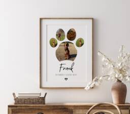 Custom Dog Paw Photo Print Personalised Pet Memorial Poster - thumbnail 1