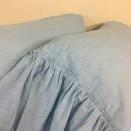 Pair Of Blue Linen Pillowcases With Country Mermaid Long Ruffle, French Shabby Chic, Available in Standard, Queen Or King Size - thumbnail 3
