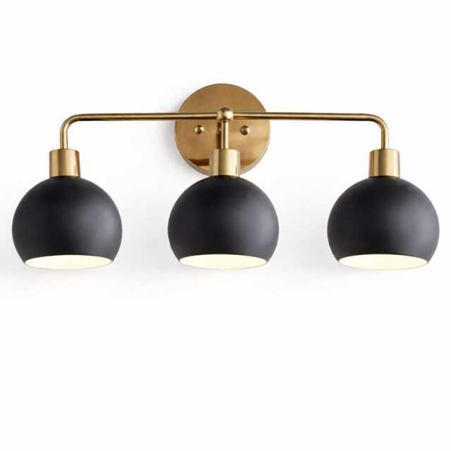 Mid Century Vanity Light - Stylish 3-Bulb Bathroom Wall Sconce With Deep Shades - image 1