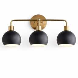 Mid Century Vanity Light - Stylish 3-Bulb Bathroom Wall Sconce With Deep Shades - thumbnail 1