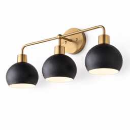 Mid Century Vanity Light - Stylish 3-Bulb Bathroom Wall Sconce With Deep Shades - thumbnail 3