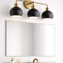 Mid Century Vanity Light - Stylish 3-Bulb Bathroom Wall Sconce With Deep Shades - thumbnail 2