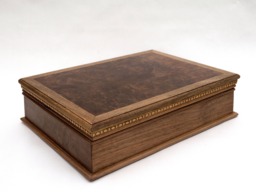 Large Walnut Wood Document Box Burl Jewelry Storage