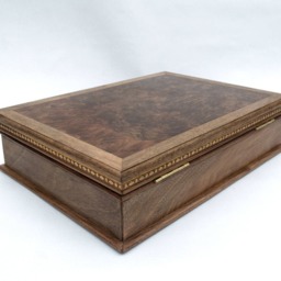 Large Walnut Wood Document Box Burl Jewelry Storage - thumbnail 2