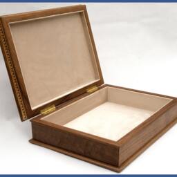 Large Walnut Wood Document Box Burl Jewelry Storage - thumbnail 3