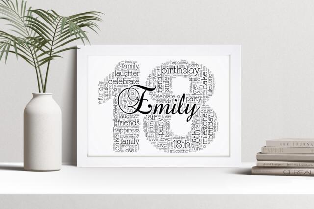 Personalised 18Th Word Art Print, Birthday Gift, Custom Wall Framed Picture, Present For Him, Her, Boys, Girls Nl - image 1