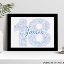 Personalised 18Th Word Art Print, Birthday Gift, Custom Wall Framed Picture, Present For Him, Her, Boys, Girls Nl - thumbnail 2