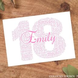 Personalised 18Th Word Art Print, Birthday Gift, Custom Wall Framed Picture, Present For Him, Her, Boys, Girls Nl - thumbnail 3