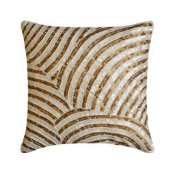 "Art Silk Ivory Gold Toss Pillow Cover 16""x16" - thumbnail 1