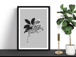 Monochrome Zebra - Animal Print Modern Poster Home Decor Gift Bespoke A5 A4 A3 Framed - thumbnail 1