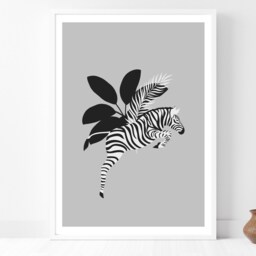 Monochrome Zebra - Animal Print Modern Poster Home Decor Gift Bespoke A5 A4 A3 Framed - thumbnail 3